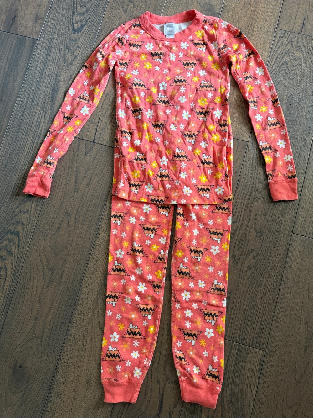 Hanna Andersson Unisex Snoopy Peanuts Camp Print Long Jams Pajama Set Sz 8